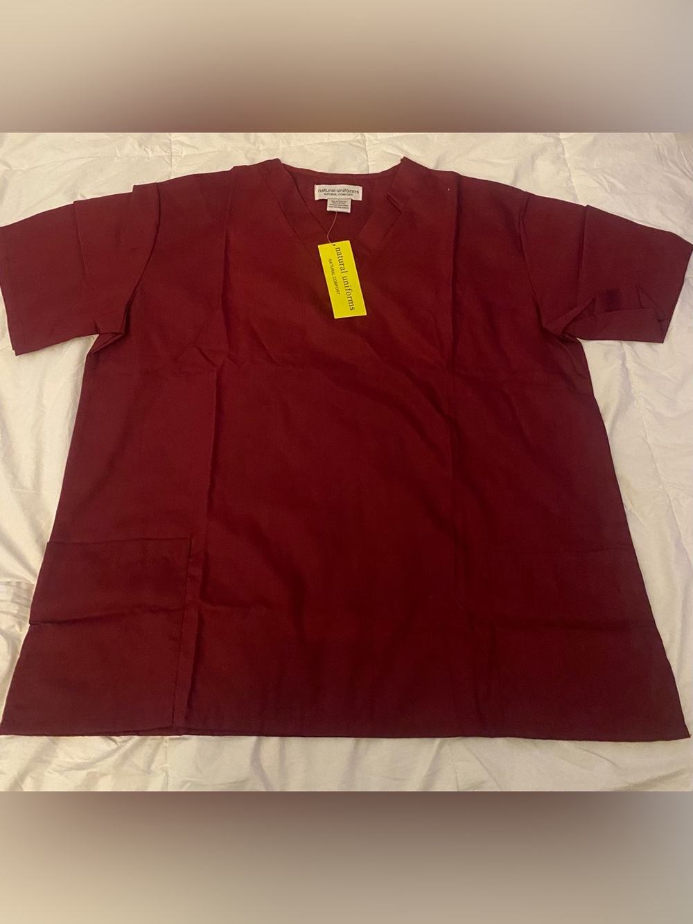 Unisex  V-Neck Medical Scrub Top — Burgundy